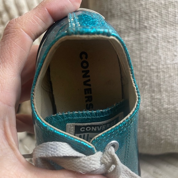 Converse Sparkling Blue Kids Sneakers Size 2.5 - Picture 6 of 8